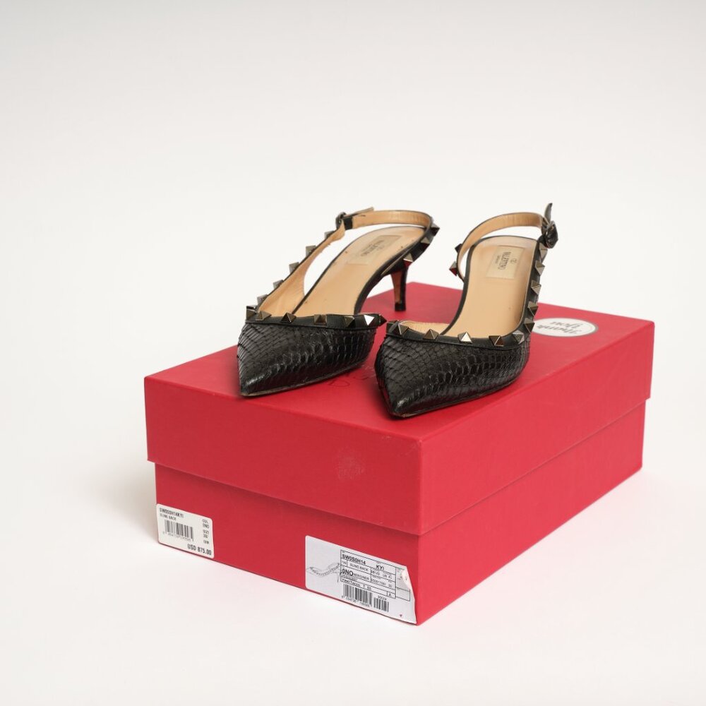 Valentino Kitten Heel Slingbacks- Black